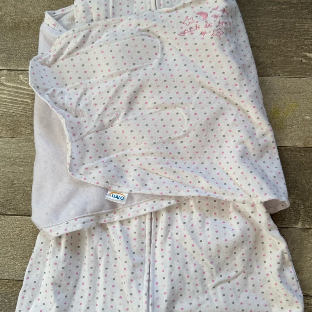 Halo Pink Polka Dot baby swaddle sleep sack wrap
